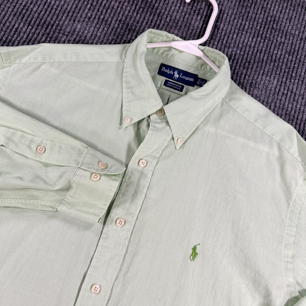 Ralph Lauren Shirt Mens 17 Light Green Long Sleeve Button Down Yarmouth Casual